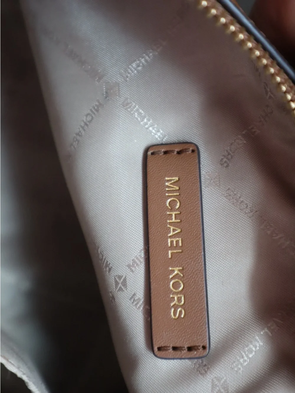 Michael Kors Men's Tan Leather Zip Pouch